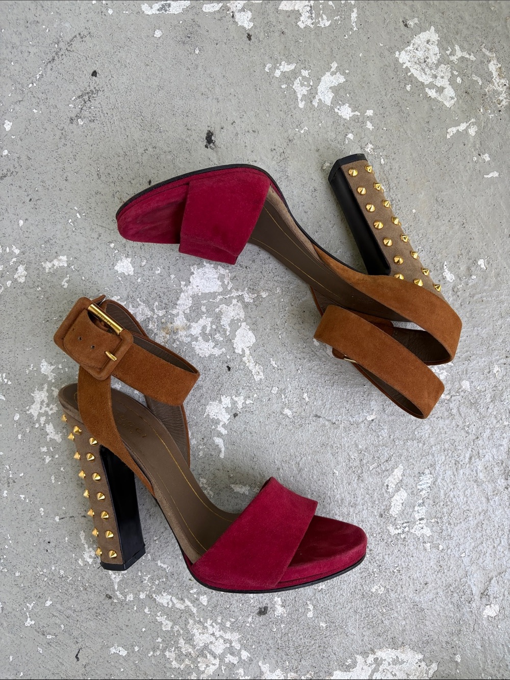 Gucci two tone studded Madison heels